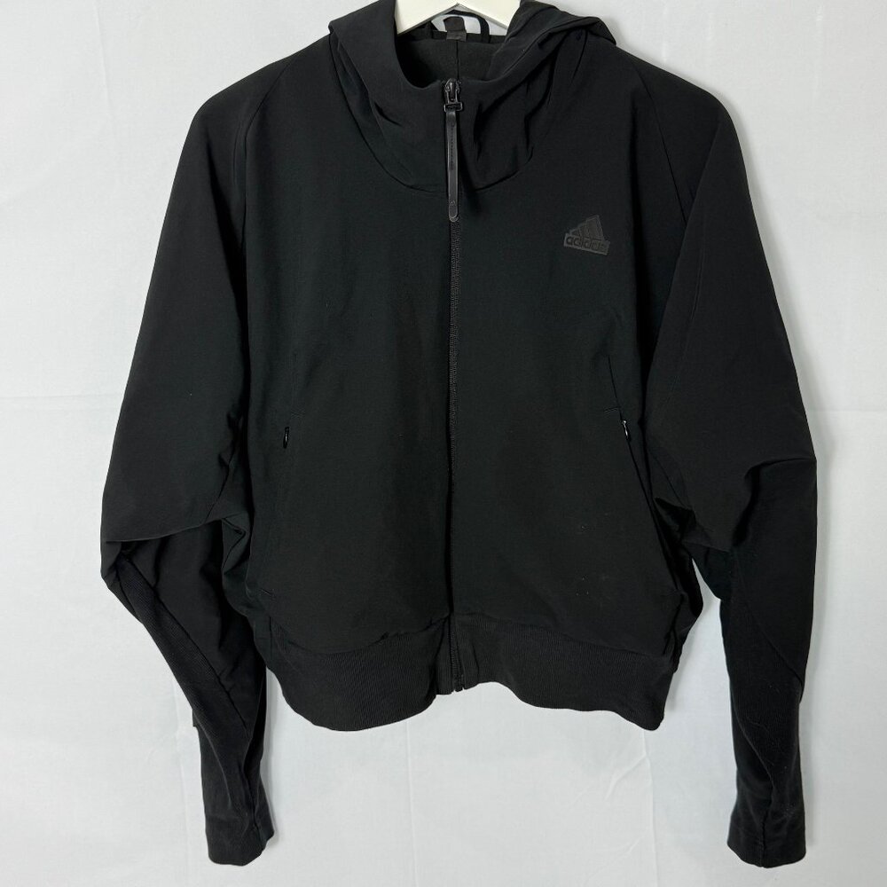 Adidas Aeroready Black Training Jacket Full Zip Long Sleeved Hooded Size Medium